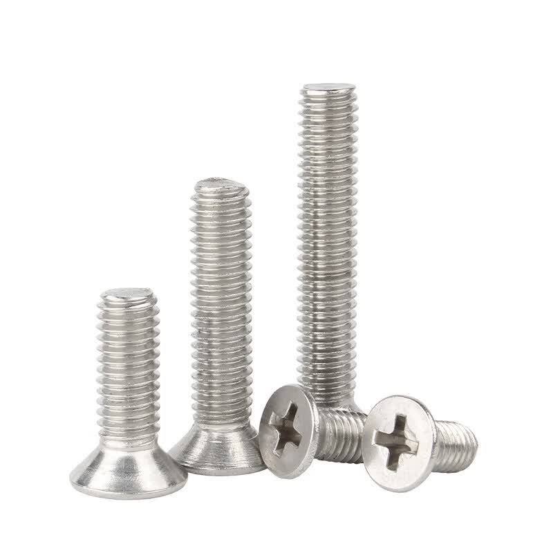 Bocai Phillips head countersunk screws, 304 stainless steel Phillips head countersunk screws, flat head bolts, machine screws, electronic small screws, M4x16 (200 pieces/pack)