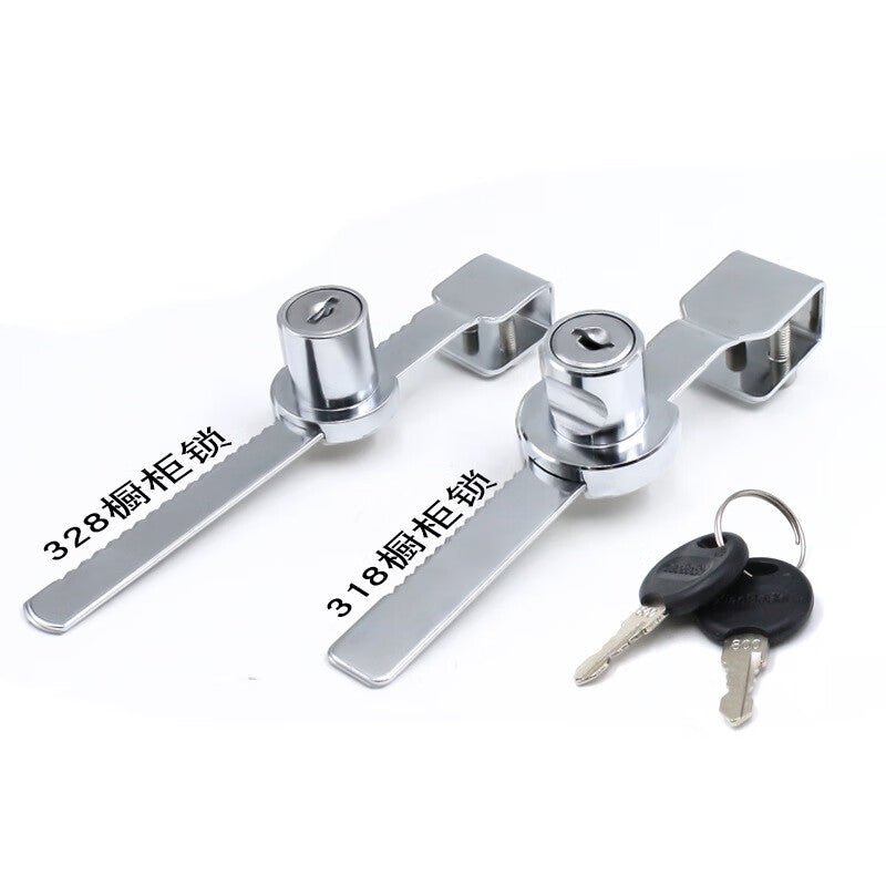 Deqi No-Drill Glass Cabinet Lock, Glass Sliding Door Serrated Lock, Display Case Glass Lock, 318 Through-Opening