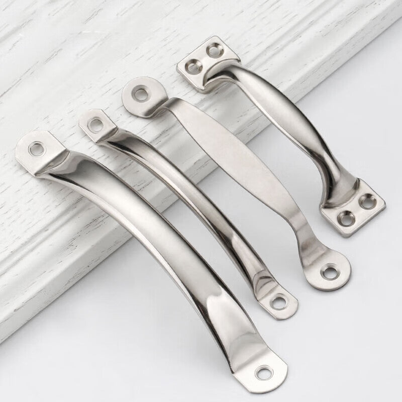 Shanhe Industrial Products Modern Minimalist Economical Slim Drawer Handle with Open Hole, Stainless Steel Door Handle, Stainless Steel 7811 - Medium [Pack of 6]