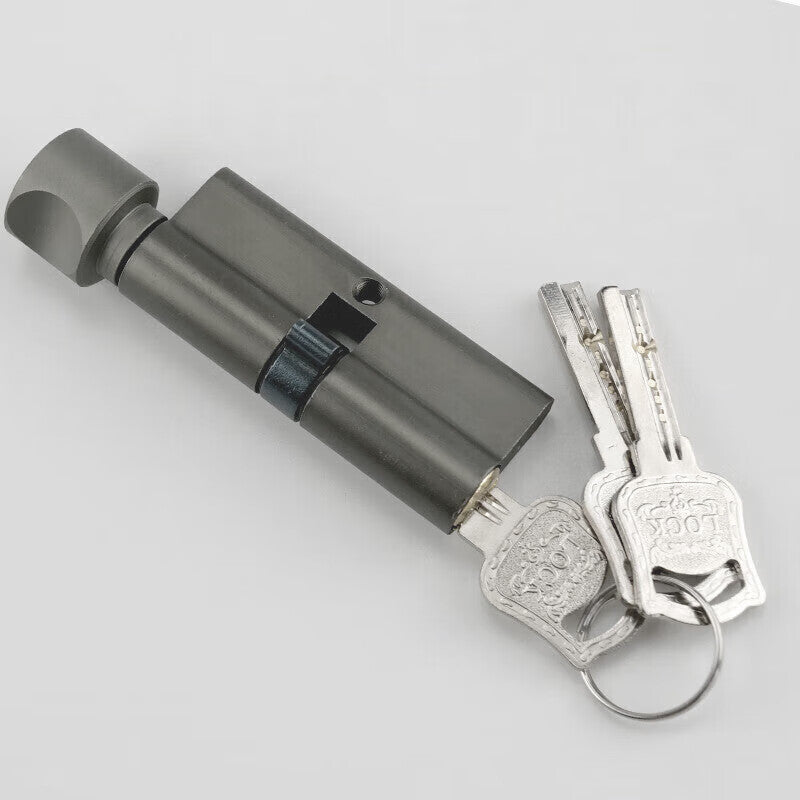 Bingyu Interior Door Lock Cylinder with Brass Key, Wooden Door Handle Lock Cylinder, Gray, Bedroom Door, BH-677