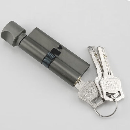 Bingyu Interior Door Lock Cylinder with Brass Key, Wooden Door Handle Lock Cylinder, Gray, Bedroom Door, BH-677
