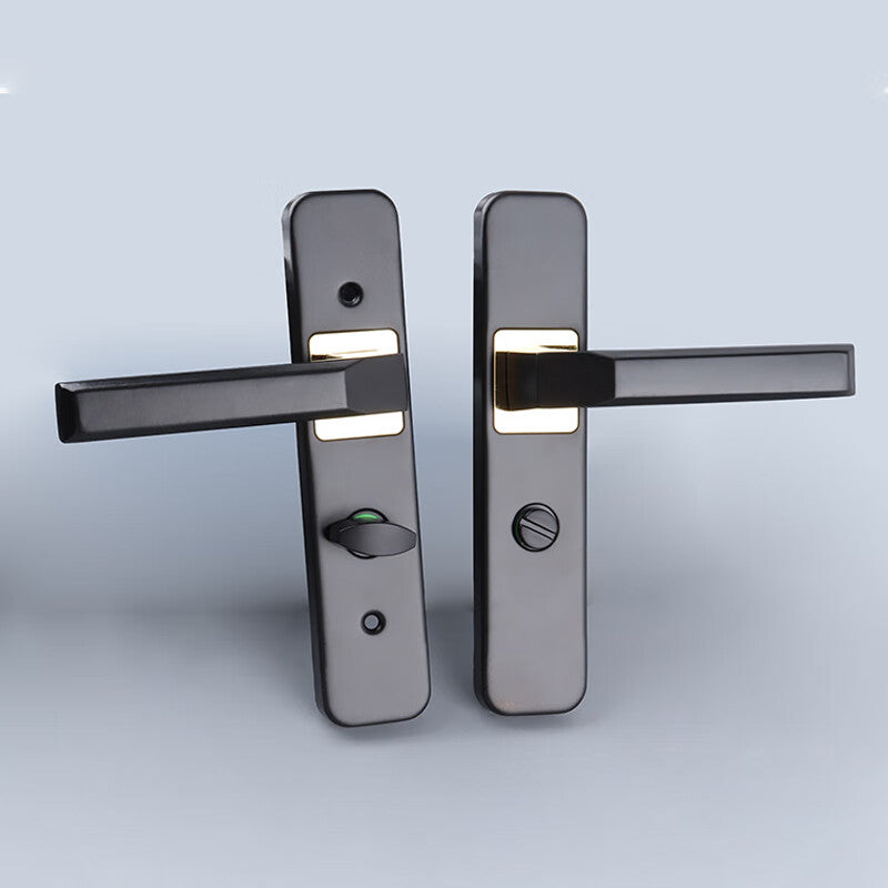 Deqi Indoor Bathroom Door Lock, Bathroom Door Handle, Keyless Lockable Single Latch Lever Handle Lock, Single Latch - Black Lever Handle (Lock housing optional, size 35/40). Please specify lock housing when ordering.