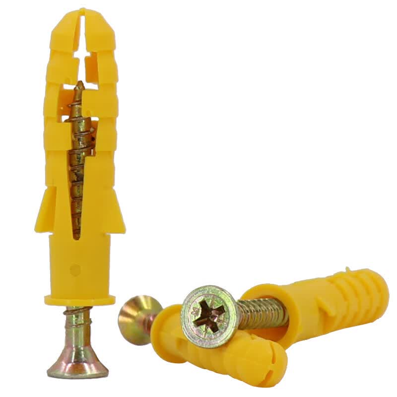 Haisdic [Beijing Warehouse Delivery] Small Yellow Croaker Plastic Expansion Tube Expansion Screw, Rubber Plug Bolt, Self-Tapping Screw Set 8*120mm 50 Sets HK-665
