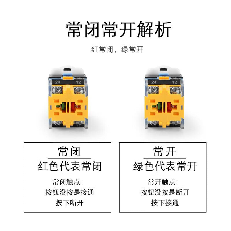 Huijun 22mm Illuminated Pushbutton Switch 10A Power Reset Self-Locking Start Illuminated Switch White Light - Reset - 12V