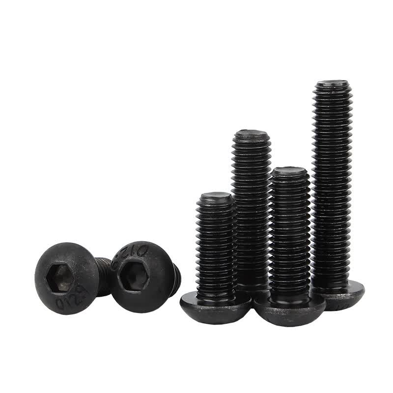 Bocai Pan Head Socket Screws, Grade 12.9 Blackened High Strength Pan Head Socket Screws, Round Head Bolts, Semi-circular Cups, M6x12 (100 pieces/pack)