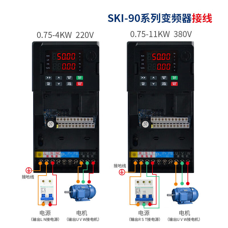 SAKO three-phase 2.2KW 90 series vector general purpose inverter; vector heavy load, multiple protection; SKI90-2D2G-4