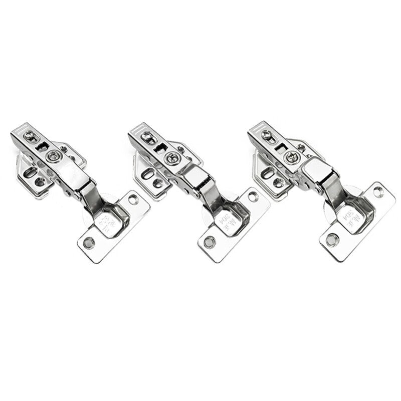 Deyu Crafts Hydraulic Hinges, Spring Wardrobe Hinges, Chimney Cabinet Door and Kitchen Cabinet Hardware Accessories, 304 Stainless Steel Fixed Fittings (Full Cover = Straight and Bend) - One Price