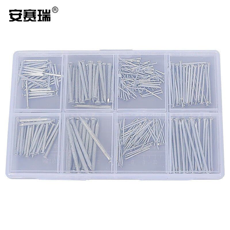 Anselry Cement Nails, Steel Nails, Iron Nails, Multi-Specification Combination Set, Concrete Wall Nails, Wood Nails, 300 pieces, 4C00999