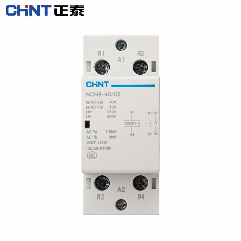 Chint NCH8-40/02-220V Single-Phase AC Contactor Rail Type