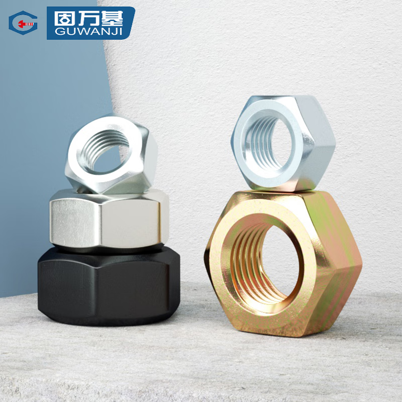 GUWANJI hexagonal nuts, carbon steel, grade 8, color-galvanized, M18 [100 pieces/pack]