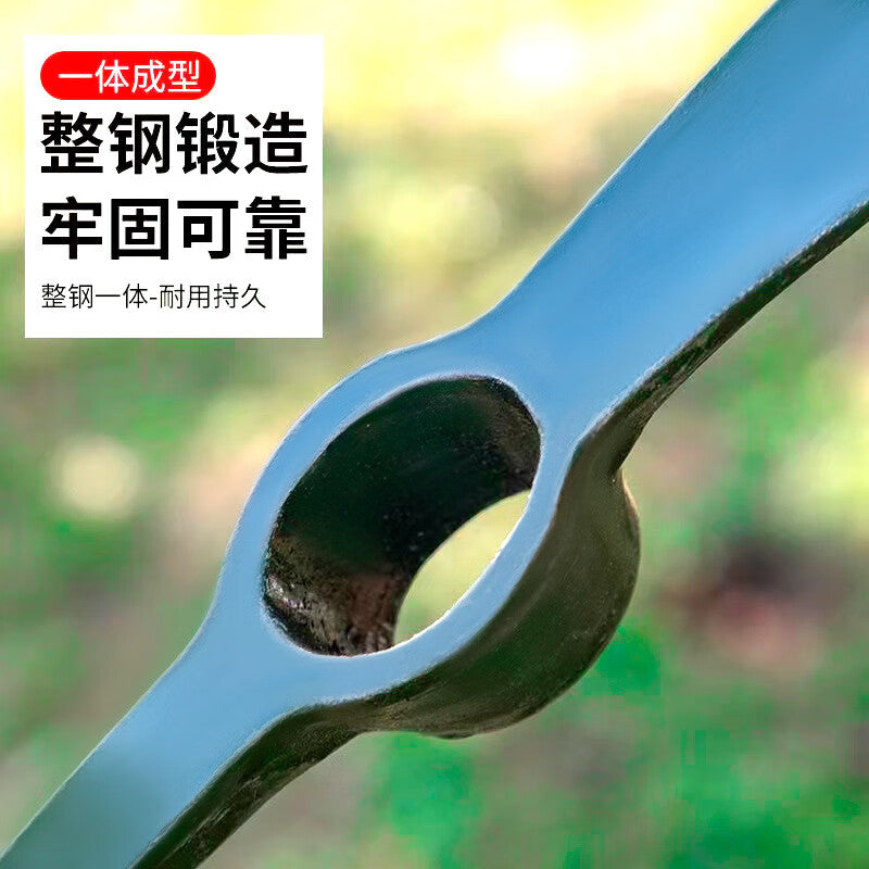 Double-headed pickaxe made of manganese steel, suitable for agricultural trenching and digging, railway use, and as a multi-functional outdoor flat-tipped steel pickaxe.