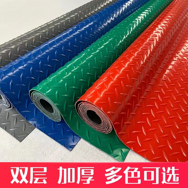 XINHENGDA Thickened PVC Waterproof and Anti-slip Rubber Floor Mat, 0.5m Width * 1m [Extended Meter], Thickened Blue Herringbone Wear-resistant [Rubber Back]