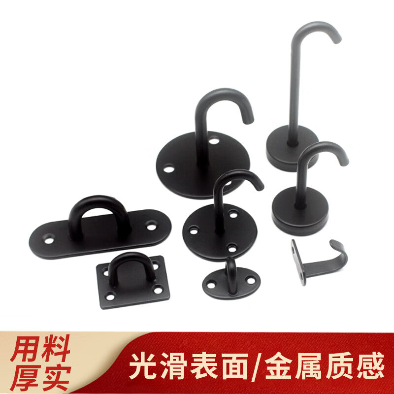 Deqi Stainless Steel Hanging Hooks, Ceiling Fan Hooks, U-Shaped Load-Bearing Fixing Hooks, Large U-Shaped Hooks (10-Piece Black)