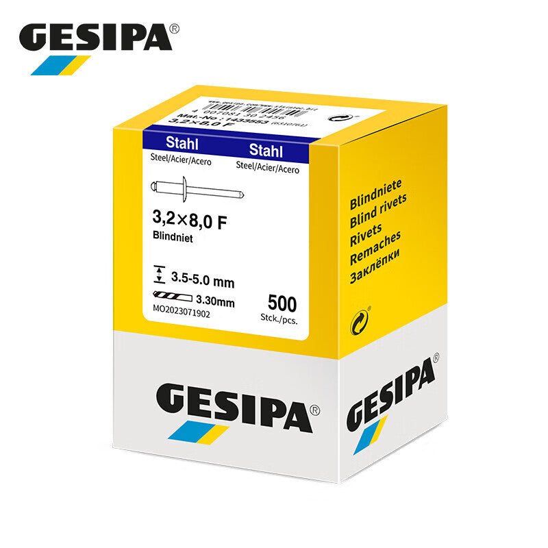 GESIPA 1433553 Standard Flat Round Head Blind Rivet 3.2x8.0 F 500 pieces/box