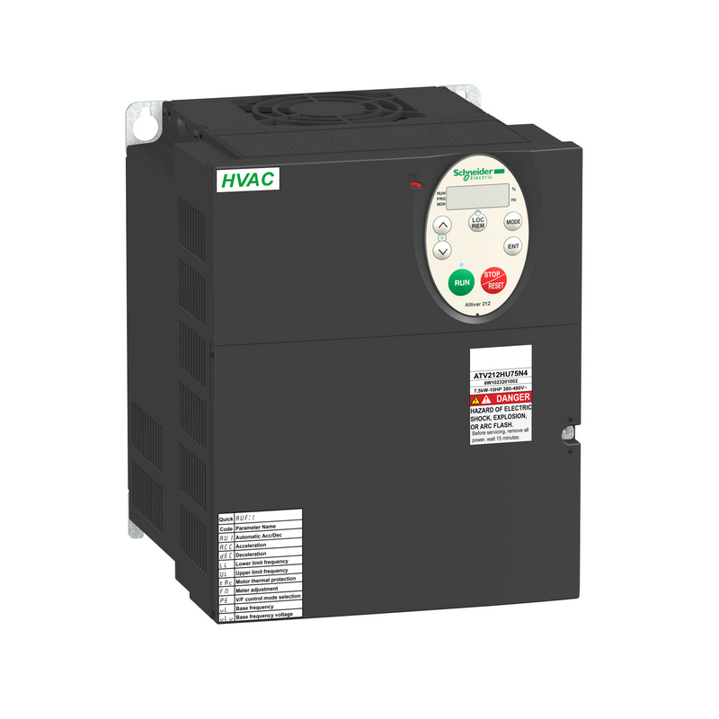 Schneider Electric inverter, three-phase, 380-480V, built-in EMC, IP21; ATV212HU75N4