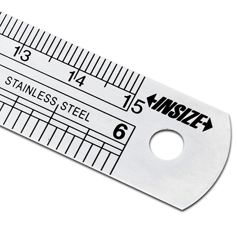 INSIZE steel ruler, metric and imperial scale, stainless steel, wear-resistant and durable, laser-engraved, 7110-300C, measuring range 300mm.