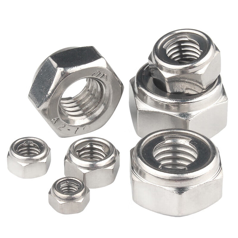 Kaying 304/201 Stainless Steel Metal Anti-Locking Self-Locking Nut, All Metal Hexagonal Locking Nut, M8 [10pcs] 304