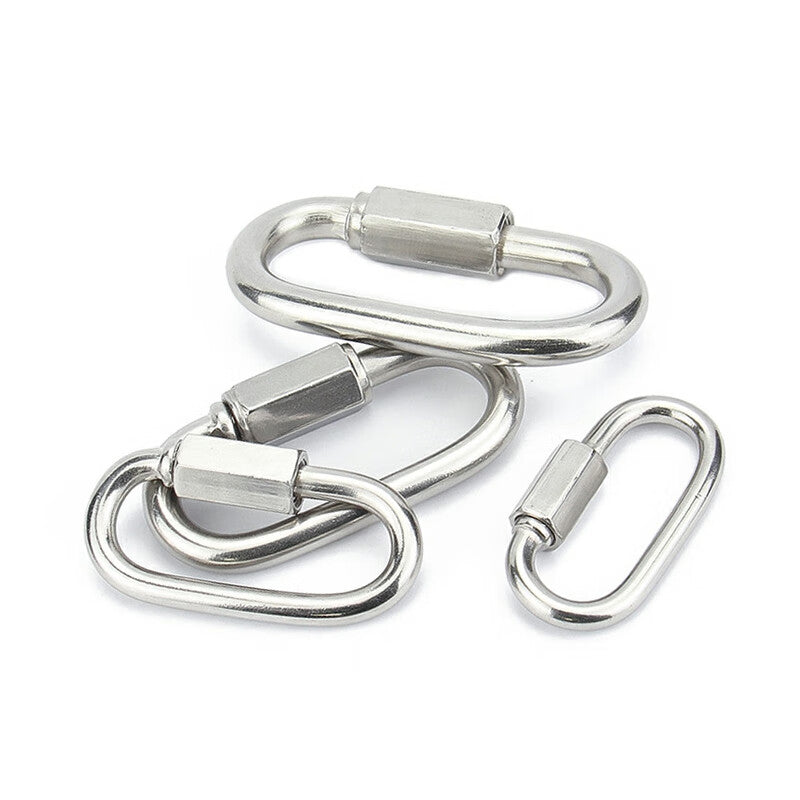 Deqi 304 Stainless Steel Connecting Ring, Quick Connecting Ring, Chain Connecting Ring, Track Buckle, Climbing and Mountaineering Oval Chain Buckle, Mining Connecting Ring M12