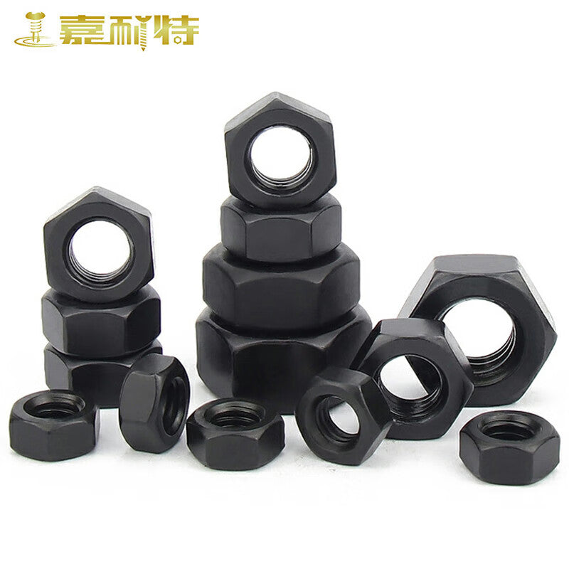 10 pieces of 12 grade high-strength hexagonal nuts, carbon steel blackened nuts, M12 (P1.75).