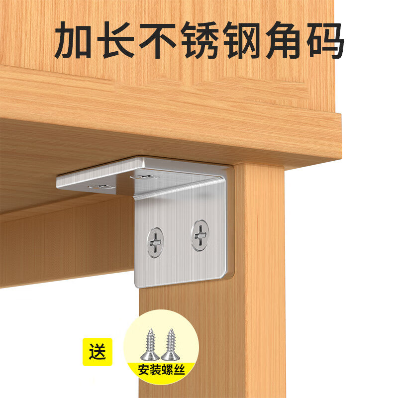 Thickened stainless steel right-angle brackets, 90-degree L-shaped brackets, furniture angle iron supports with 6 holes and 10 assembly screws.
