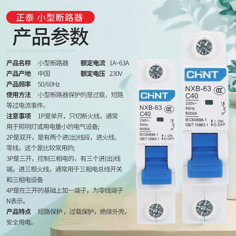 Chint (CHNT) air switch small circuit breaker NXB-63 1P C 40A