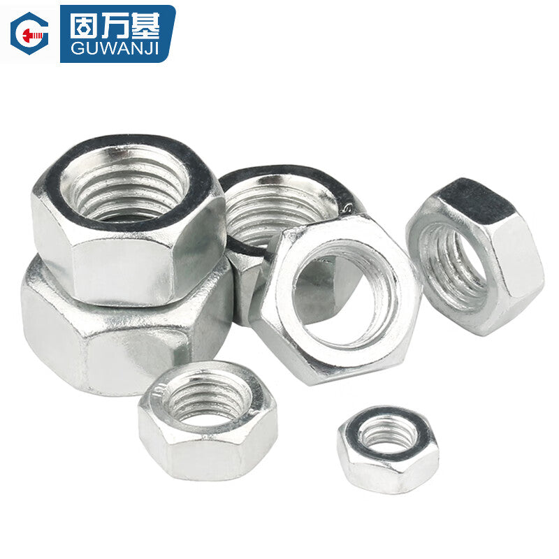 GUWANJI hexagonal nuts, galvanized iron/white zinc alloy nuts, carbon steel nuts, M10 [1 piece]