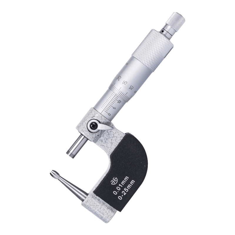 Northwest China, Qinghai Province, Micrometer with fine column, waist drum-shaped measuring head, ABCDEF mechanical scale, 0.01mm, 200-71-300/C type, 0-25mm.