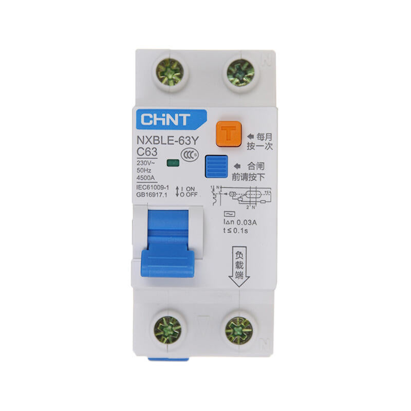Chint NXBLE-63 residual current action circuit breaker; NXBLE-63 1P+N C63 30mA 6kA