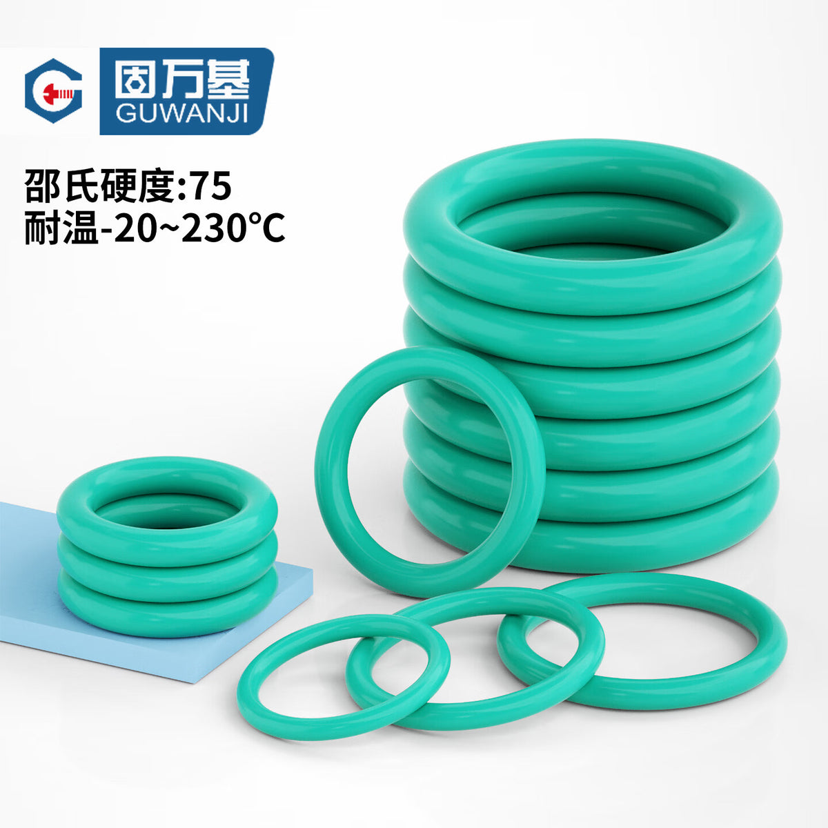 GUWANJI O-rings, fluororubber O-rings, high-temperature resistant sealing rings, wire diameter skeleton oil seal rubber rings, outer diameter 9x1mm [200 pieces]