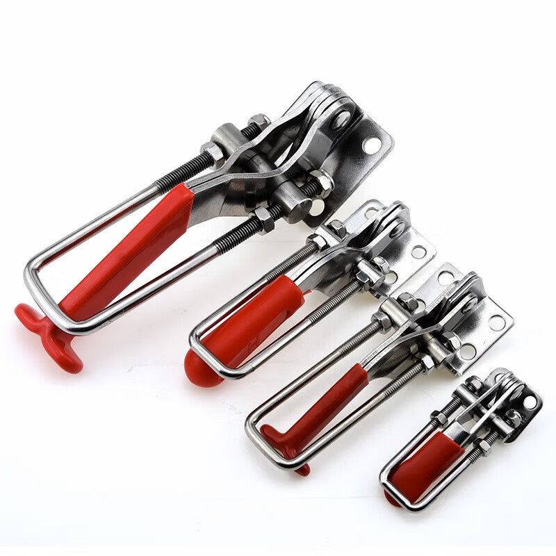 Shanhe Industrial Products 304 Stainless Steel Quick Clamp Adjustable Hook-and-Lock Lock Box Clamp Horizontal Clamp Door Bolt Type Pliers Medium/Round Handle (Material: 304 Stainless Steel)