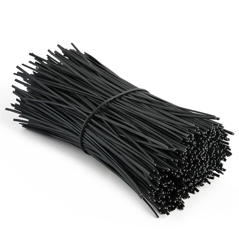 ELECALL black 20cm long electro-galvanized plastic-coated iron wire cable tie for optical cables and grapevine trellises, flat type.