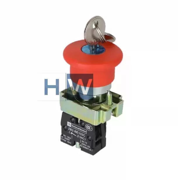 2Pcs Button Switch XB2-BS142C Mushroom Emergency Stop Rotation Reset [2]
