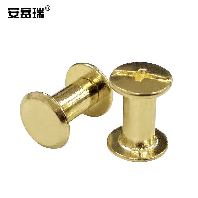 Anselite Copper-Plated Threaded Rivets, Ledger/Album Binding Screws, Tenons, Recipe Locks, 5×8, 100 Sets, 4C00087
