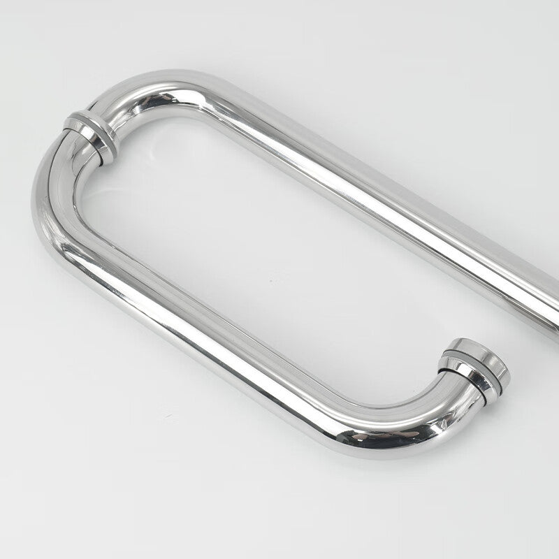 Bingyu Bathroom Glass Door Handle, 304 Stainless Steel, L-shaped, three-hole handle, bright finish, extra thick, 25*475*275mm, BH-609