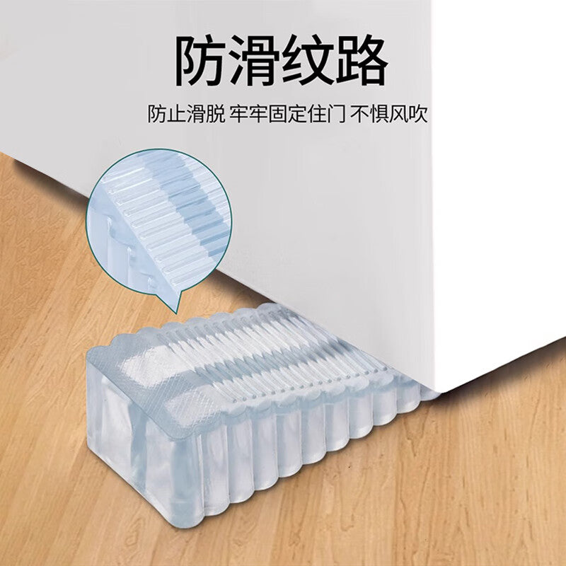 Shanhe Industrial Products - No-Installation Movable Door Stopper, Door Wedge, Safety Windproof Door Stopper, Anti-collision, Large Soft Rubber [Transparent] 3-Pack