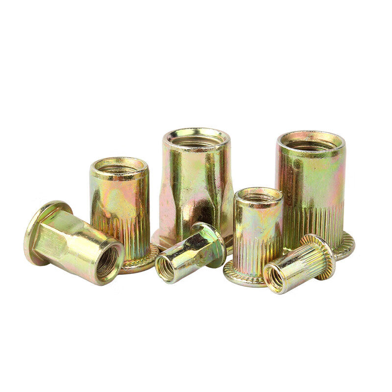 Steel Precast Products, Color Zinc-coated Flat Head Hexagonal Rivet Nuts, National Standard Quality, Hexagonal Rivet Nuts, Hexagonal Rivet Nuts, [Jingcang] M4 (200 pieces per pack)
