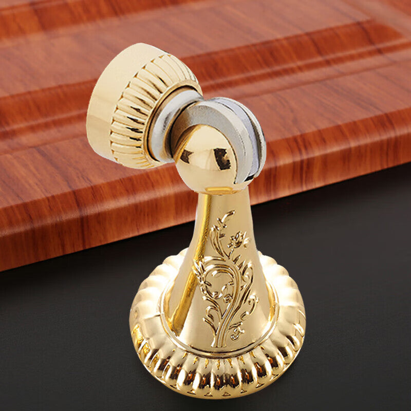 Yuhuaze Door Stopper, Strong Magnetic Stainless Steel Door Stopper, Anti-collision Door, Indoor Security Door, Floor Stopper, Extra Thick Anti-theft Floor Stopper with Carved Gold Design