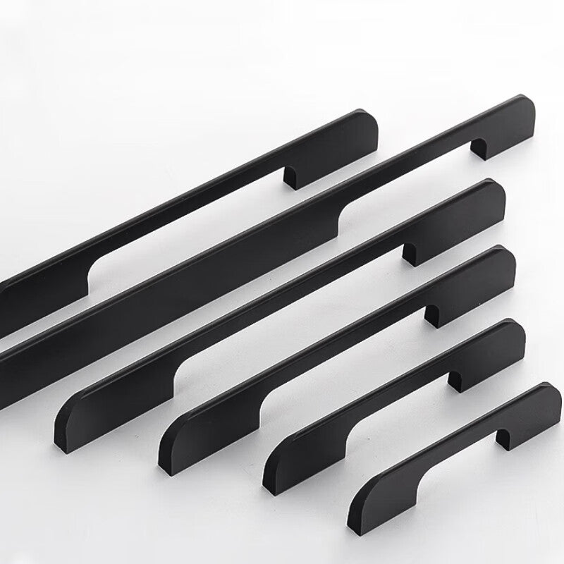 Deqi cabinet door handles, modern minimalist aluminum alloy wardrobe handles, extended black cabinet door handles, thickened total length 800mm.