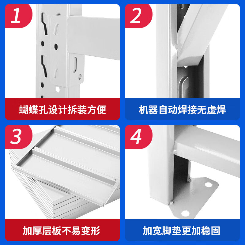 Shitong shelf storage rack multi-layer cargo display rack supermarket steel storage rack warehouse iron shelf heavy duty 2000*500*2000mm400kg white four-layer main rack can be customized