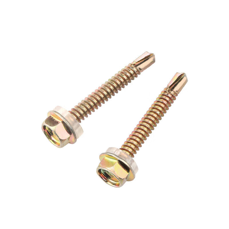 Peifan Color Zinc Outer Hex Self-Drilling Screws, Color Steel Roofing Screws, Self-Tapping Dovetail Screws, 4.8*90 (1 catties), Approx. 61 pieces