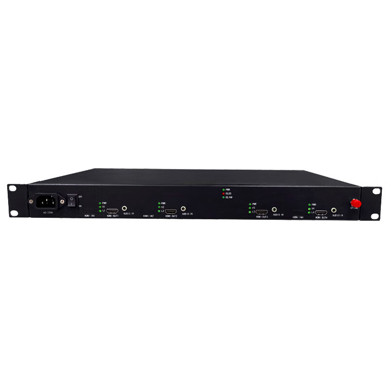 Chuangji Interconnect HDMI Audio/Video Optical Transceiver: 4-channel unidirectional HDMI video + 4-channel audio, single-fiber FC, 20KM, HD 1080P, one pair, BH-HV-4V4A.