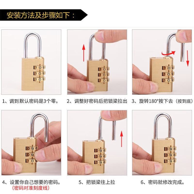 Fly.Globe combination brass padlock, suitcase/backpack lock, luggage/toolbox lock, dormitory/gym locker door lock, silver.