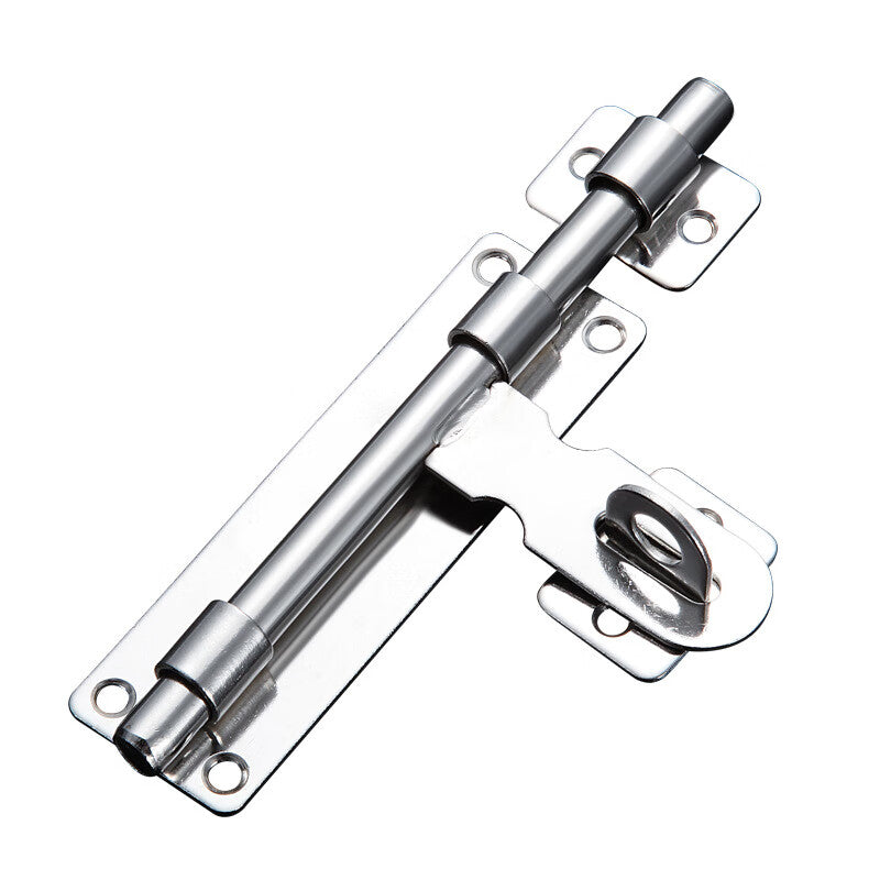 Deqi Stainless Steel Door Bolt, Surface Mounted Padlock Bolt, Anti-theft Door Bolt, 4-inch Flat Plate (with screws)