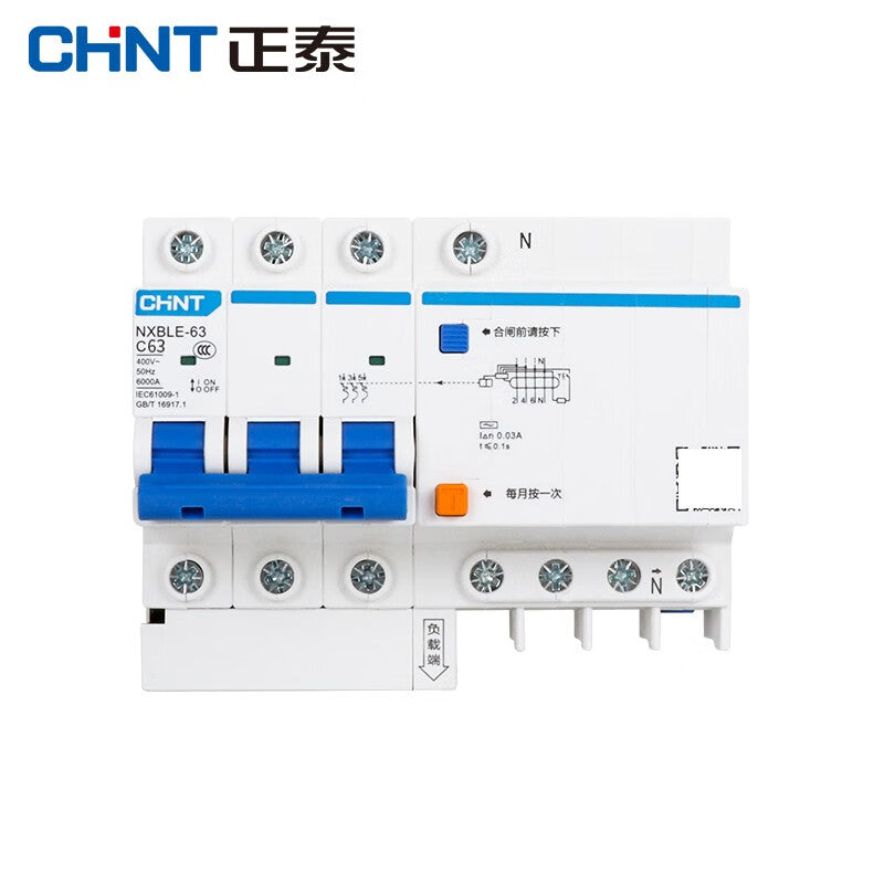 Chint NXBLE-63 3P+N C63 Circuit Breaker with Leakage Protection