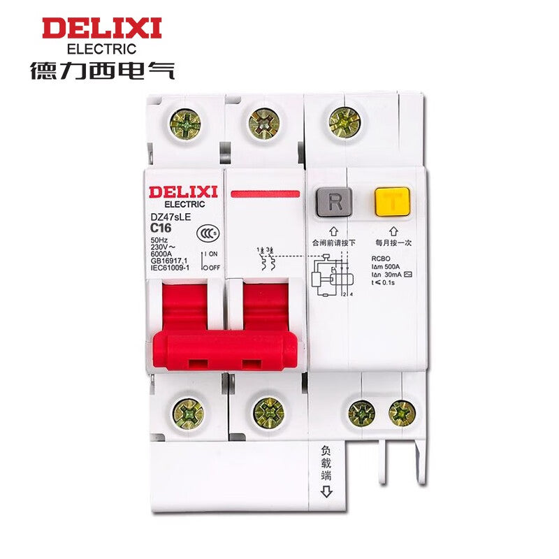 Delixi DZ47sLE 2P C 16A 6KA 30mA electronic AC 230VAC DZ47SLEN2C16 miniature leakage protection circuit breaker
