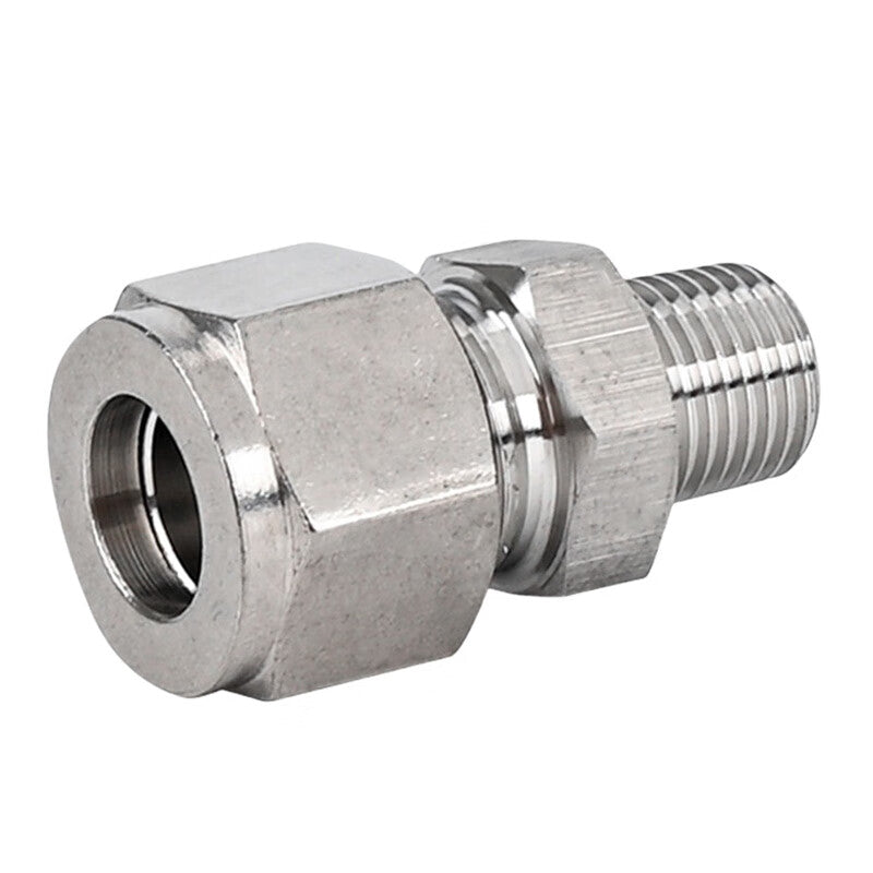 Tanqi 304 Stainless Steel Compression Fitting Straight-Through Terminal External Thread Compression Fitting ZG3/8-Φ12MM (5 pieces)
