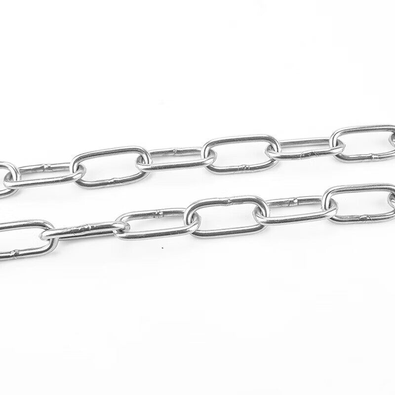 Jin Gu Lao 304 Stainless Steel Clothesline Chain, 3mm Thick Solid Thickened Clothesline/Blanket Drying Chain, 5m 304 Chain + 2 Spring Buckles