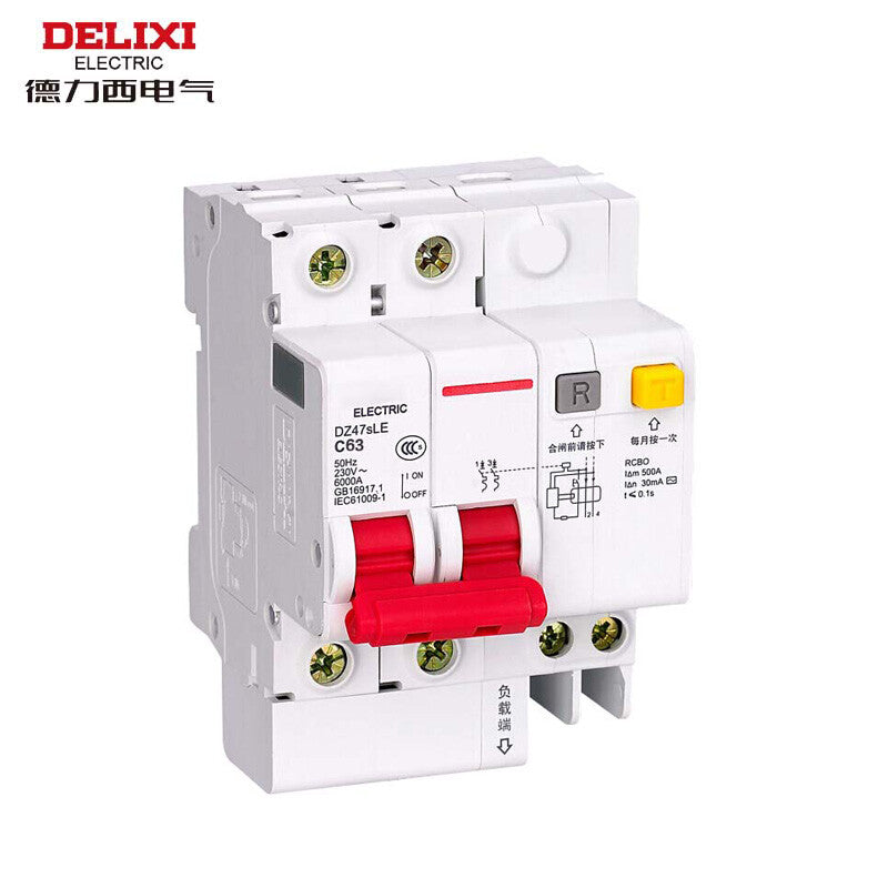 DELIXI ELECTRIC air switch AC miniature leakage circuit breaker high current leakage circuit breaker DZ47sLE 2P C type 32A