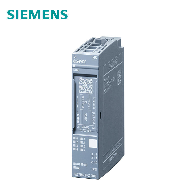 Siemens ET200SP, digital input module, DI8x24VDC, three alternative operating modes: DI, oversampling, 4x counter, suitable for A0 type base unit; 6ES71316BF000DA0