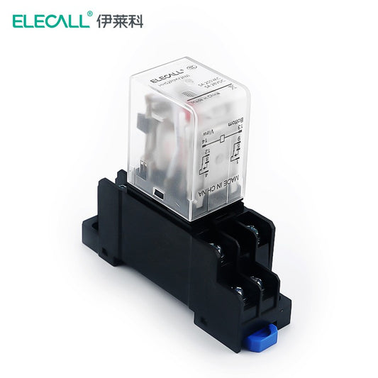 ELECALL HH52P small intermediate relay AC two open and two closed with light and base electromagnetic relay set 8 feet MY2NJ AC12V